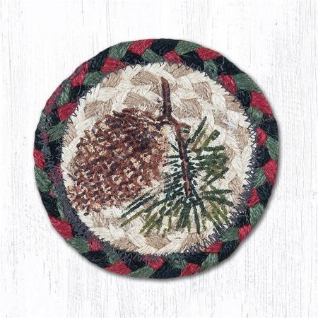 H2H 5 in. Pinecone Individual Round Printed Coaster Rug H2217153